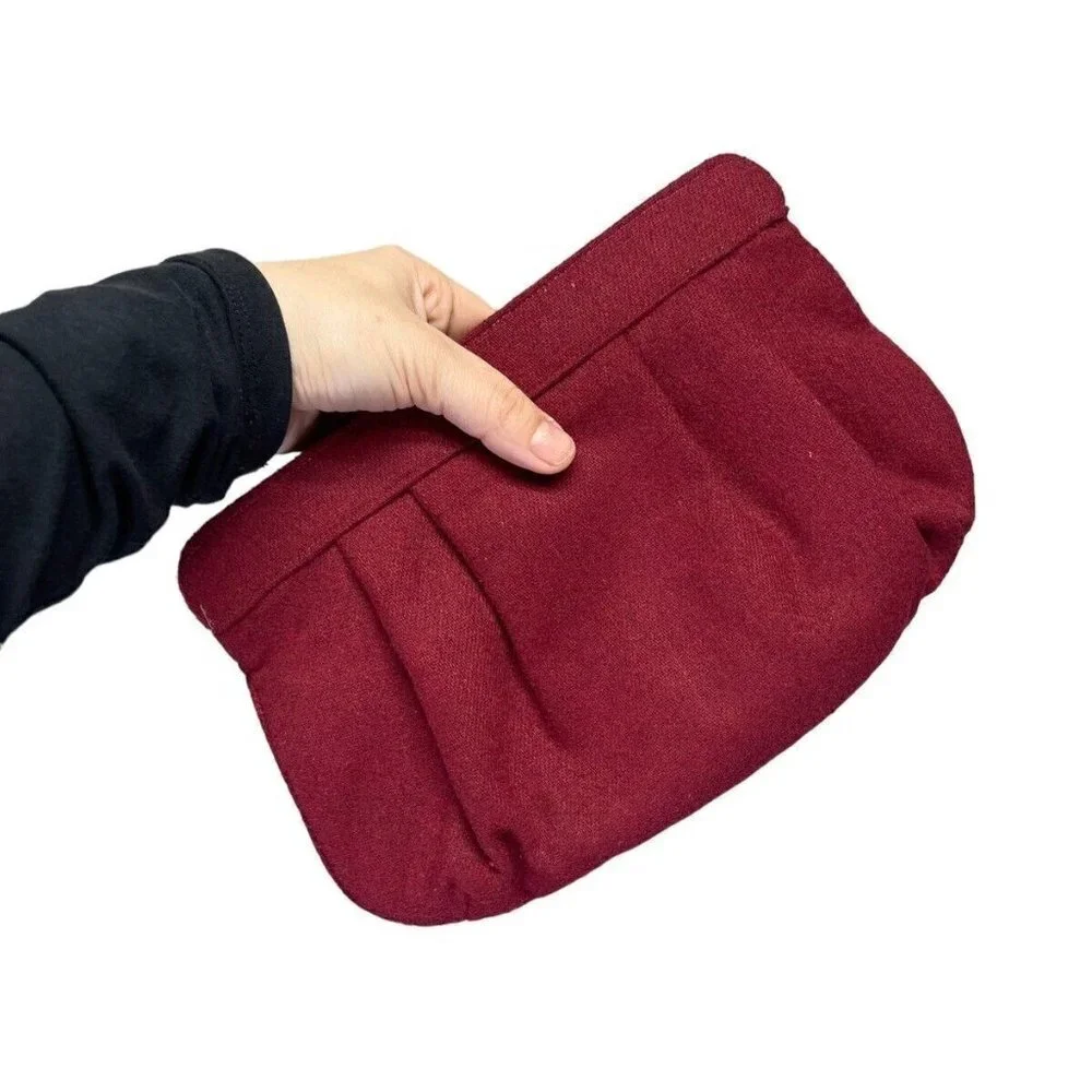 Vintage Margaret Smith Red‎ Wool Clutch Purse handbag